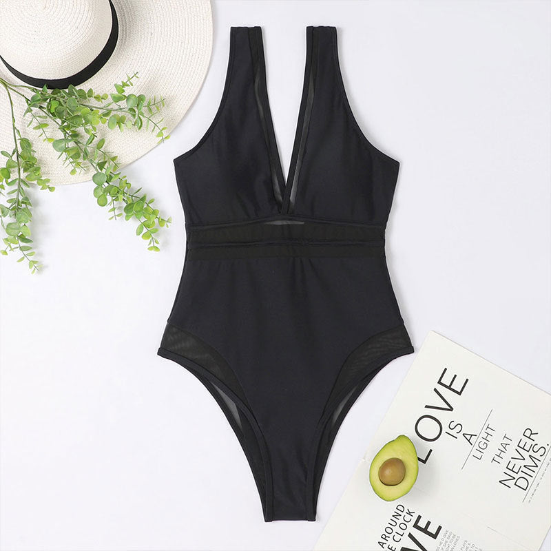 Maillot de bain sport femme avec décolleté en V profond et bretelles larges de berg-feldt