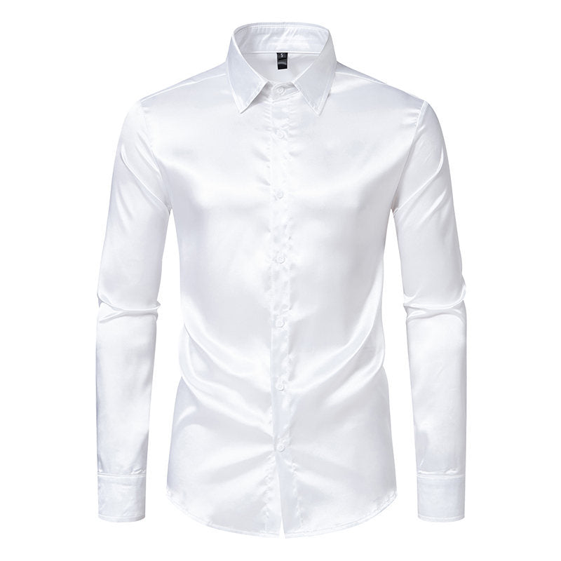 Chemise en satin élégante pour homme, finition chatoyante et col classique Berg-Feldt