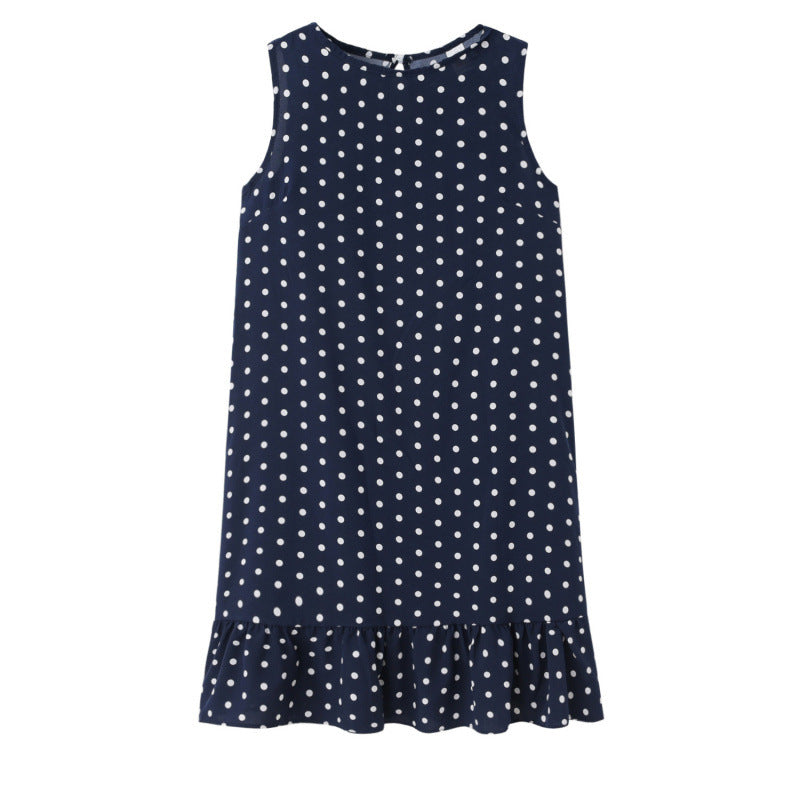 Verspieltes Damen-Shiftkleid mit Polka Dots und Rüschen am Saum von berg-feldt