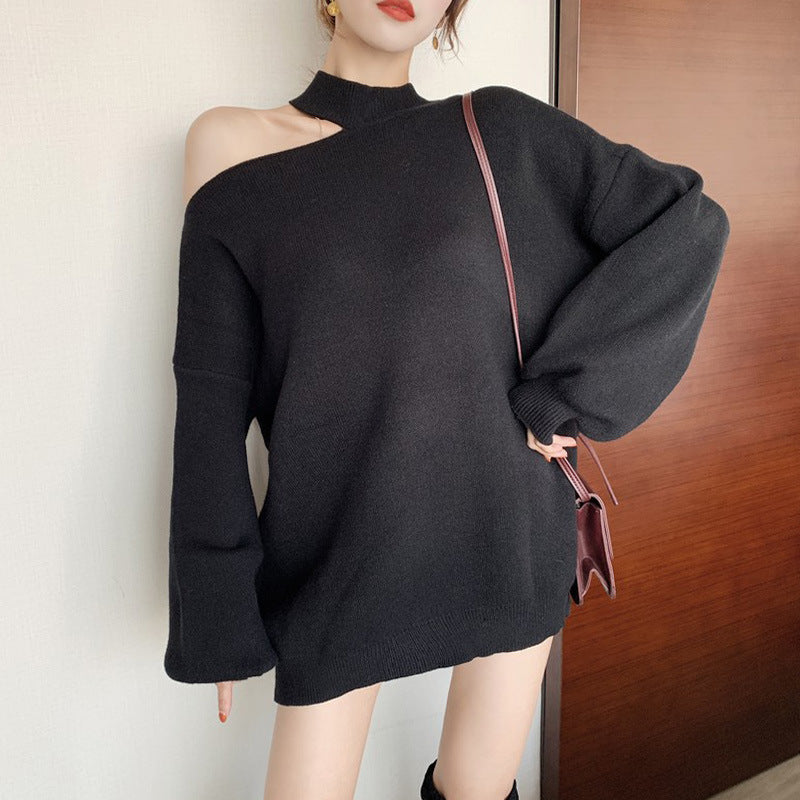 Damen-Pull oversize tendance avec épaules dénudées et col roulé Berg-Feldt