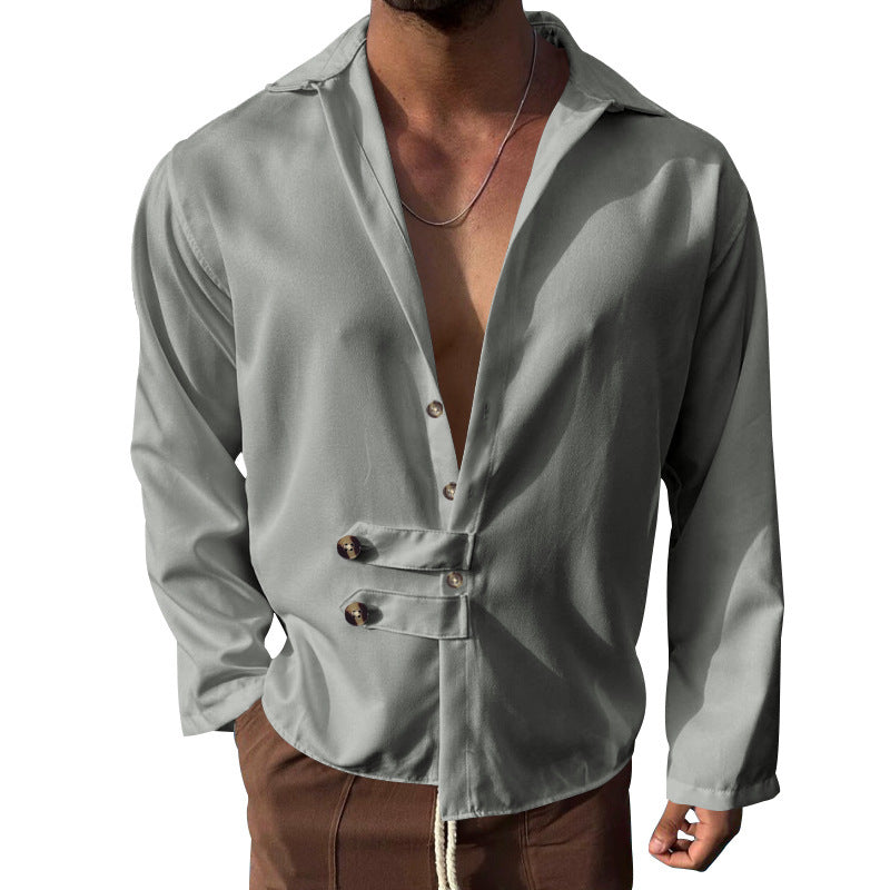 Herren Elegantes Hemd mit innovativem Knopfdesign und tiefem V-Ausschnitt Berg-Feldt
