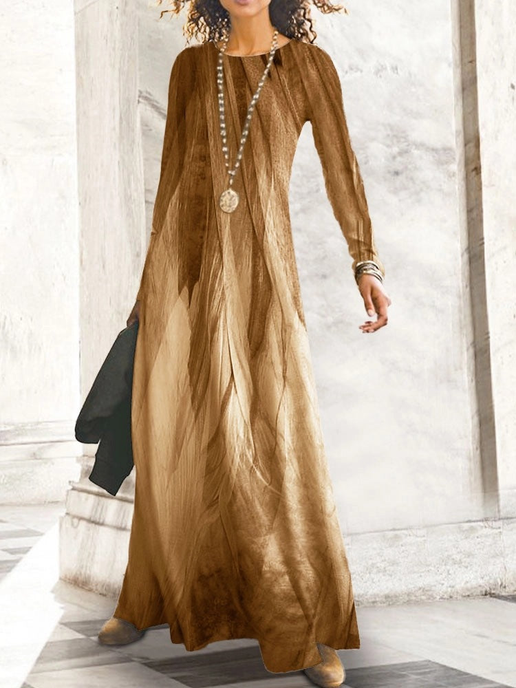 Robe longue à manches longues pour femme avec motif superposé élégant de berg-feldt