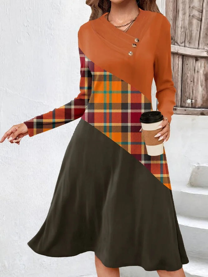 Asymmetrisches Damen-Karomini-Kleid mit Knöpfen von berg-feldt