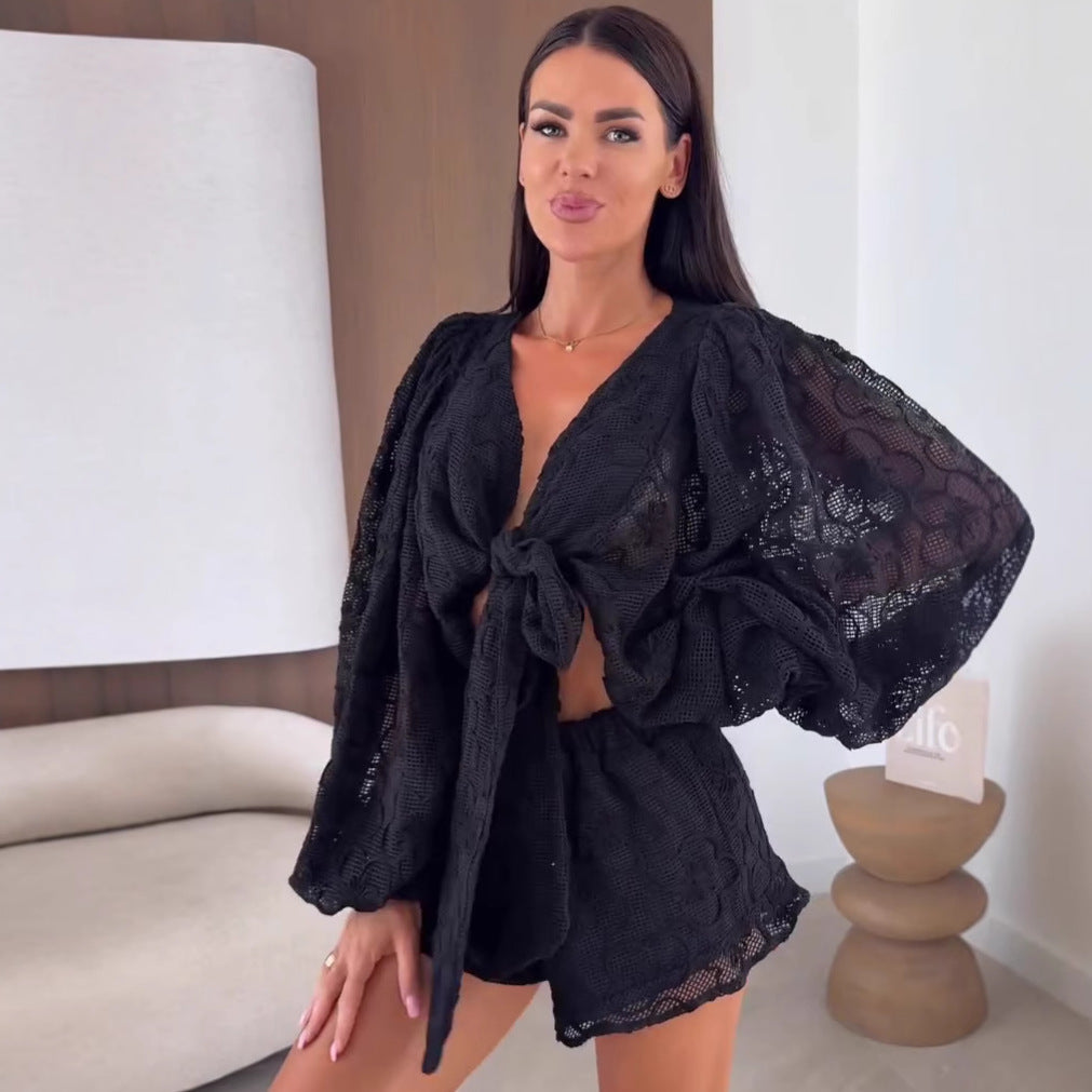 Veste pour femme Berg-Feldt : Dentelle fantaisie avec lien à la taille