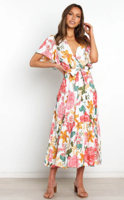 Wickel-Maxikleid mit Blumenmuster und Rüschen von berg-feldt