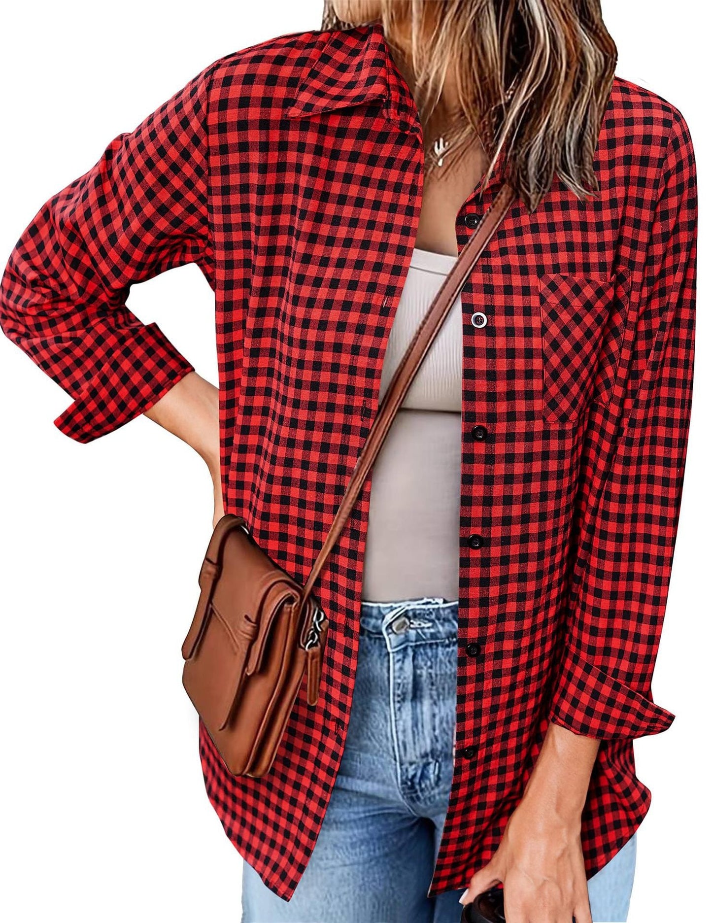 Women's Gingham Check Button-Down Shirt by berg-feldt