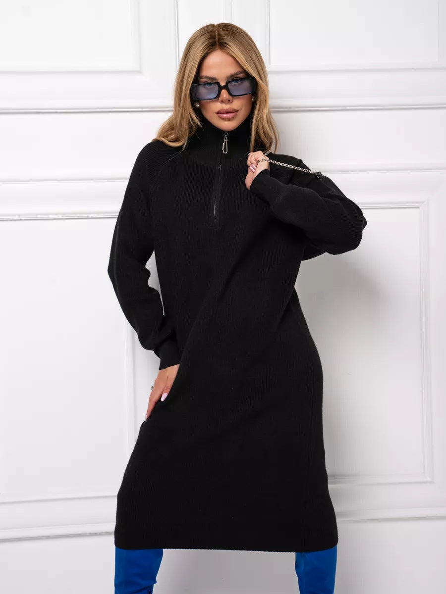 Damen Strickkleid mit Stehkragen und durchgehendem Reißverschluss Berg-Feldt