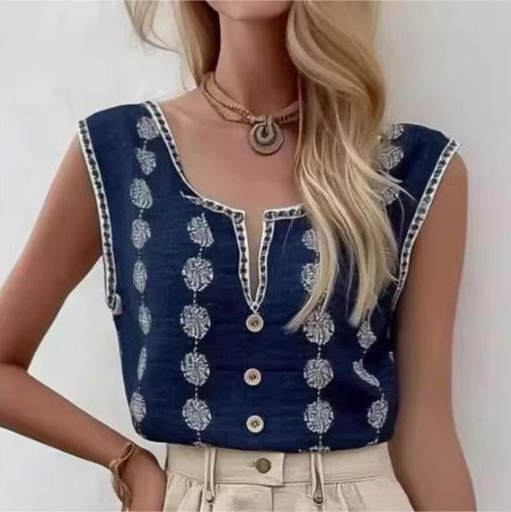 Women's Decorative Button Blouse Tunic Top berg-feldt