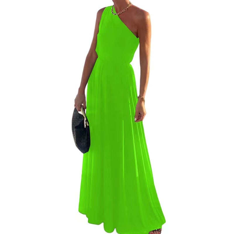 Women's Pleated One-Shoulder Maxi Dress by berg-feldt