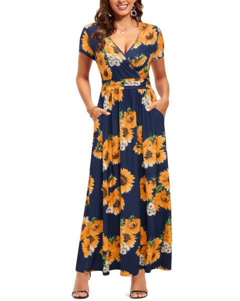 Elegantes Maxi-Kleid für Damen mit Wickelausschnitt und Seitentaschen von berg-feldt