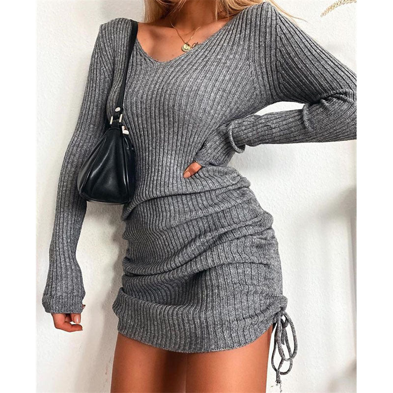 Wickelkleid für Damen mit feiner Rippstruktur und eleganten Bindebändern von berg-feldt