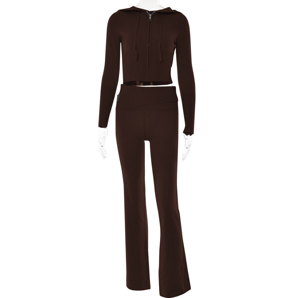 Women's Cropped Zip-Up Fitness Hoodie Set by berg-feldt