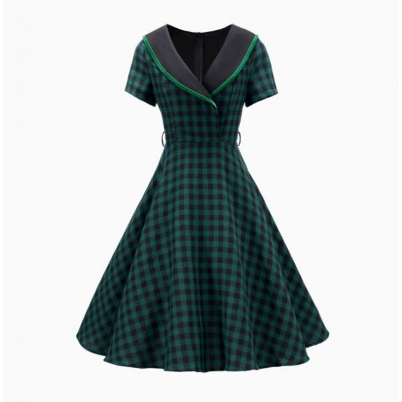 Berg-Feldt Robe Vintage Swing à Carreaux pour Femme