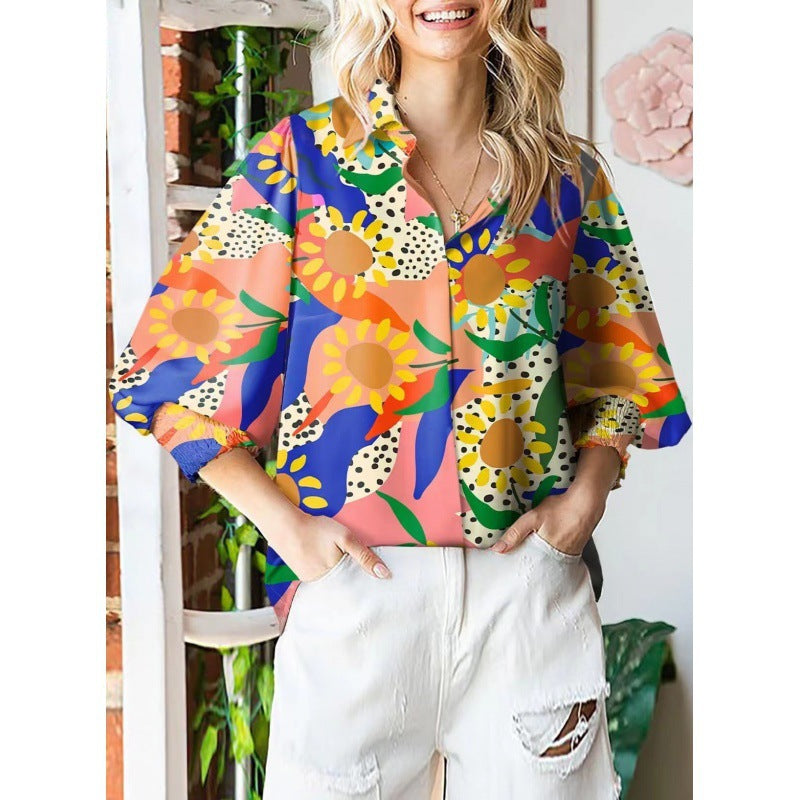 Women's Floral Print Button-Down Blouse berg-feldt