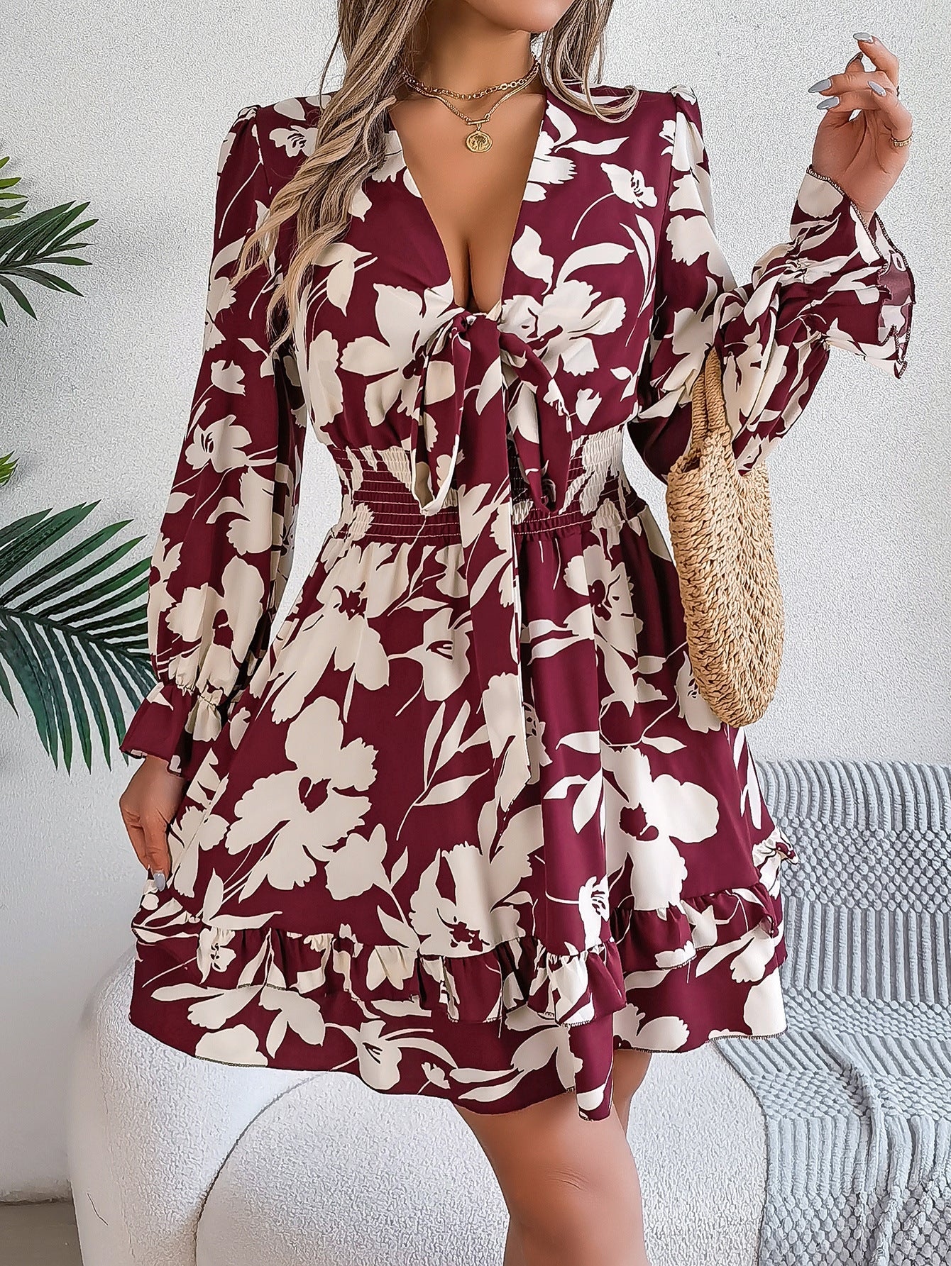 Robe chemise pour femme avec motif floral et coupe ajustée berg-feldt