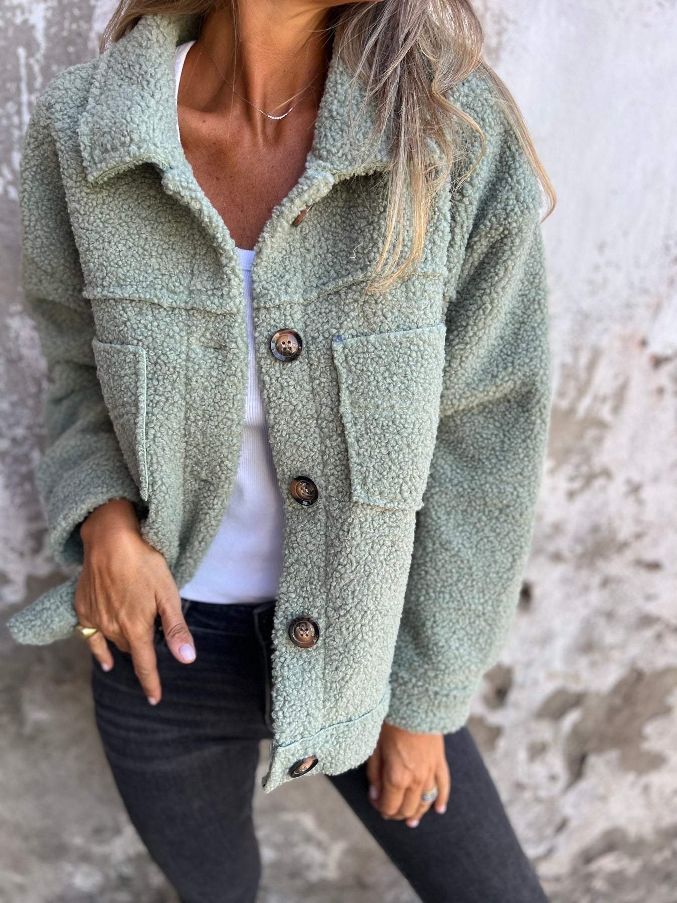 Women's Cozy Fleece Button-Front Jacket by berg-feldt