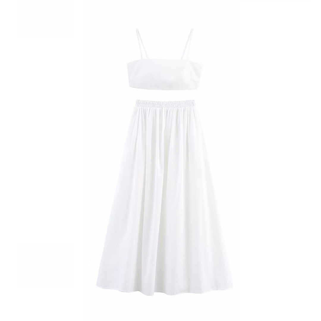 Women's Gingham Cropped Top and Maxi Skirt Set by berg-feldt
