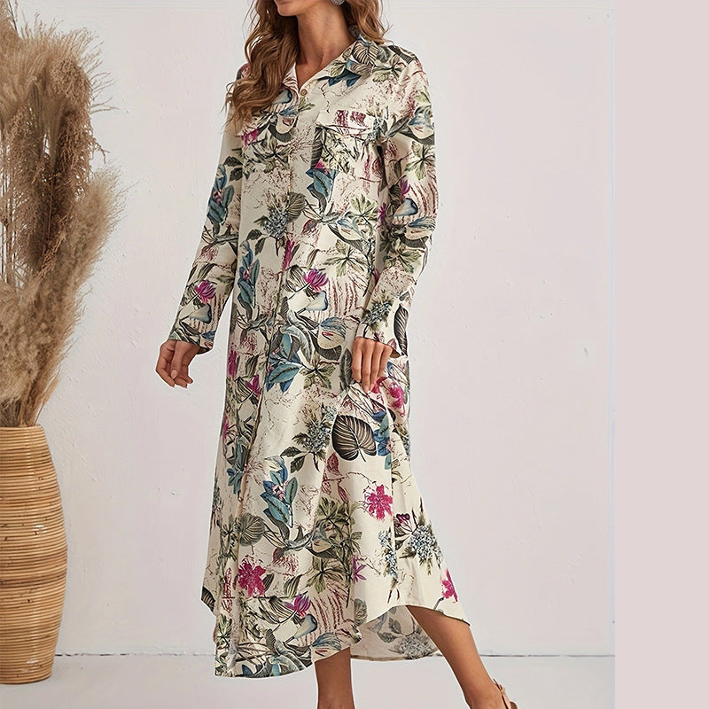 Women's Floral Maxi Dress with Buttons, berg-feldt