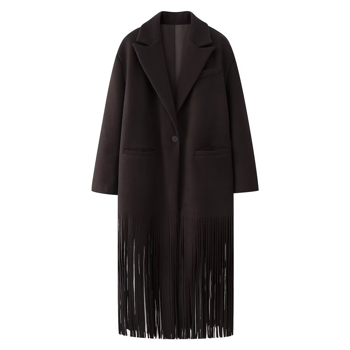 Women's Long Coat with Fringe Detail berg-feldt