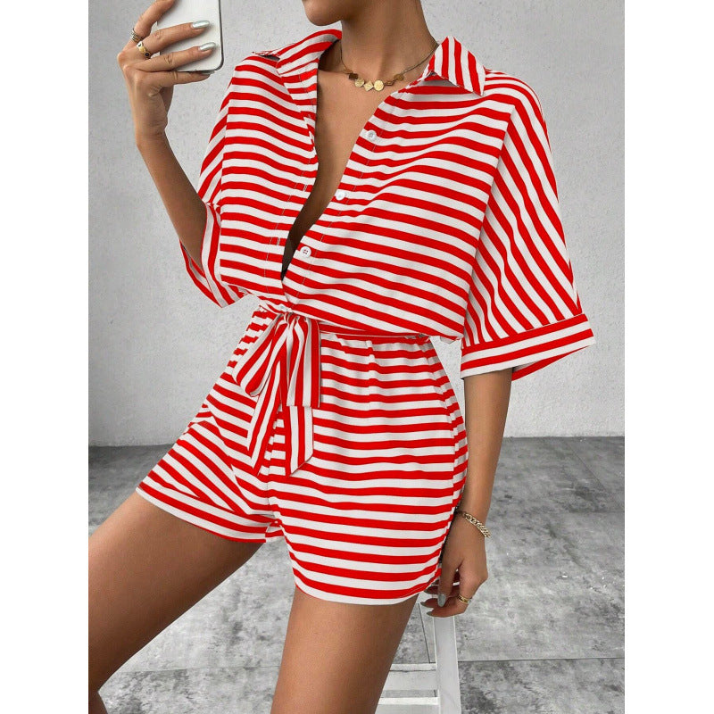 Ensemble pour femme Berg-Feldt : Chemise ample et short à rayures