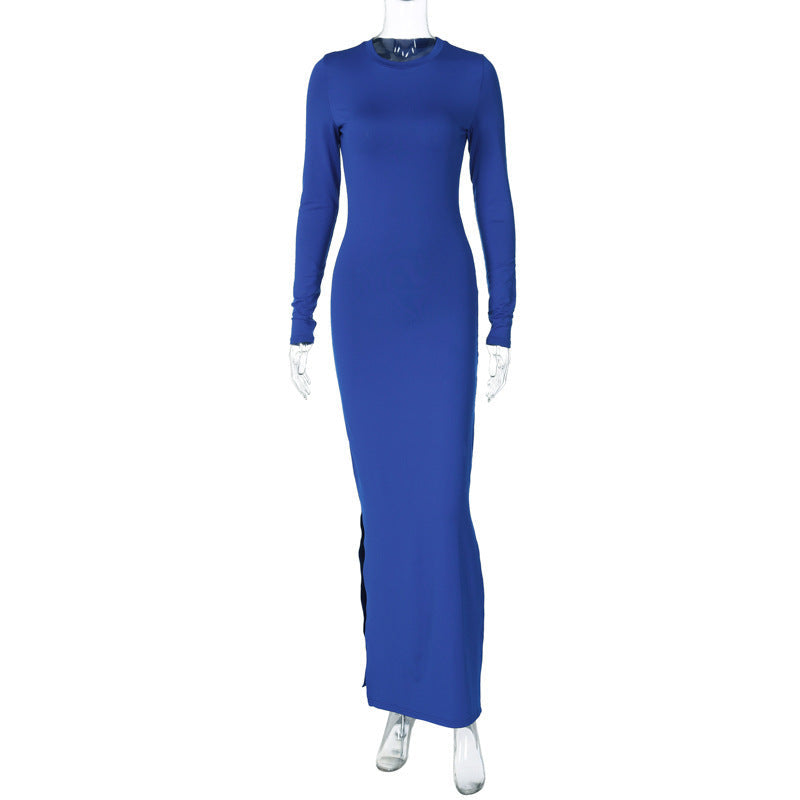 Mini-robe moulante avec fente haute, manches longues, élégant – berg-feldt