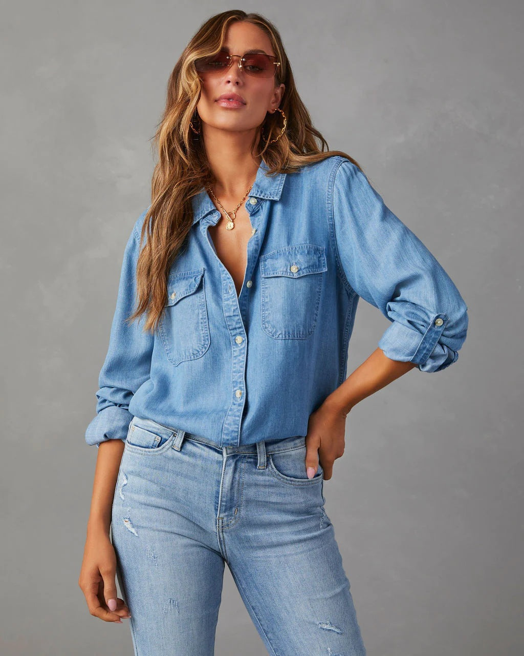 Women's Denim Button-Down Shirt by berg-feldt