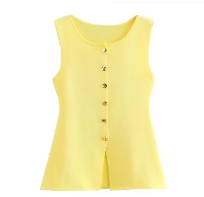 Women's Ribbed Knit Button Tank Top by berg-feldt