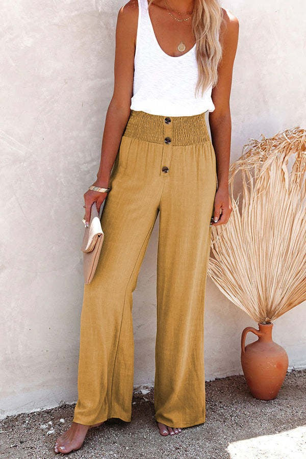 Weite Damen Sommerhose mit hohem Bund und Knöpfen von berg-feldt