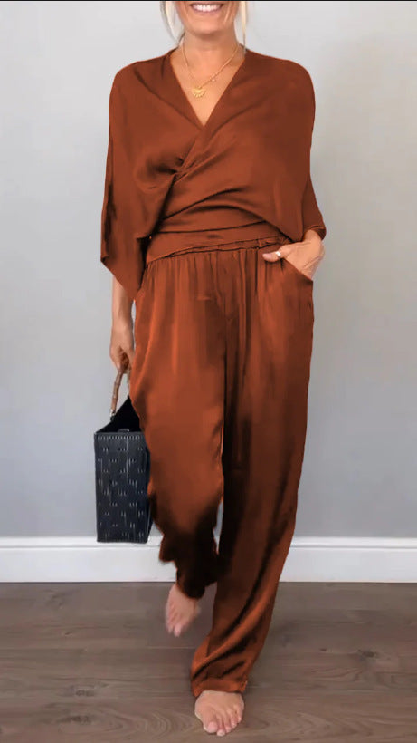 Wickel-Oberteil und weite Hose Damen Chiffon Zweiteiler berg-feldt