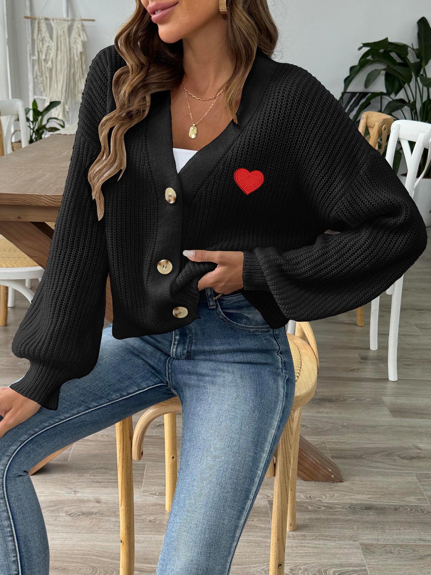 Cardigan léger pour femme avec détail cœur de berg-feldt