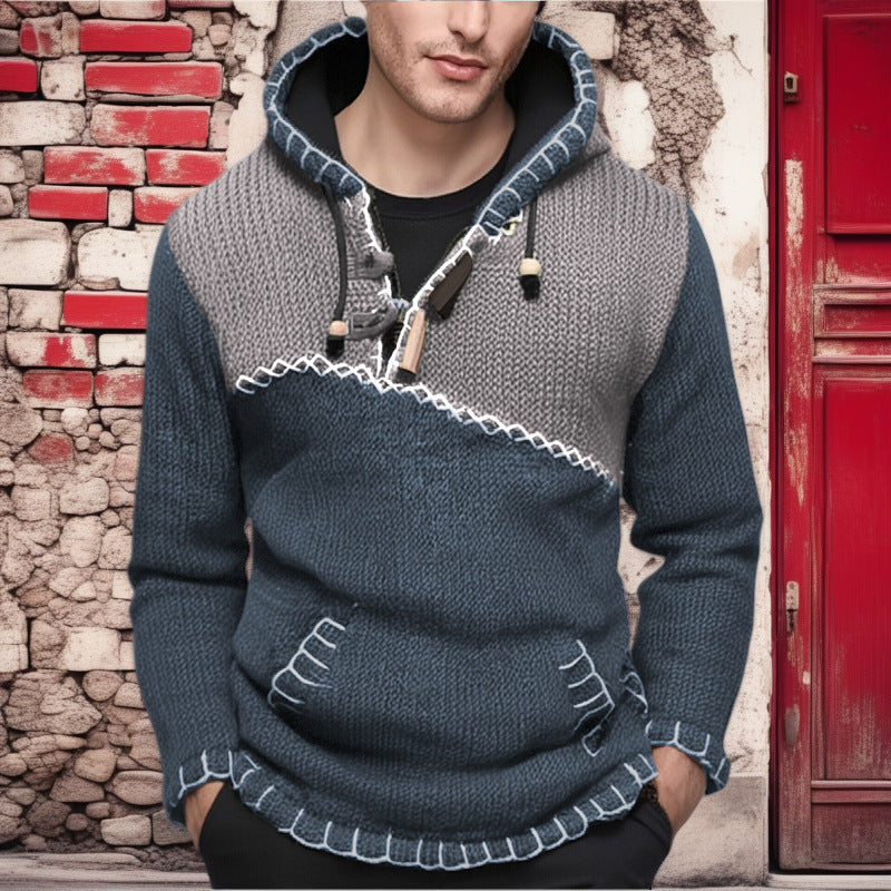 Herren-Kapuzenpullover mit einzigartigem Zickzackmuster und hochwertiger Strickstruktur Berg-Feldt
