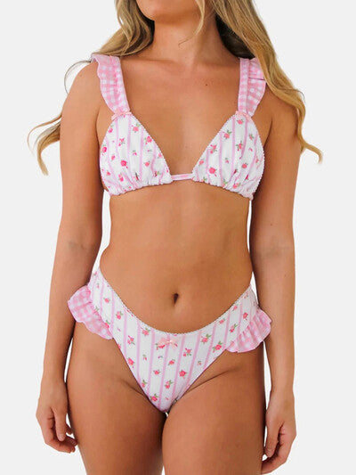 Haut de maillot de bain à volants et imprimé floral de berg-feldt