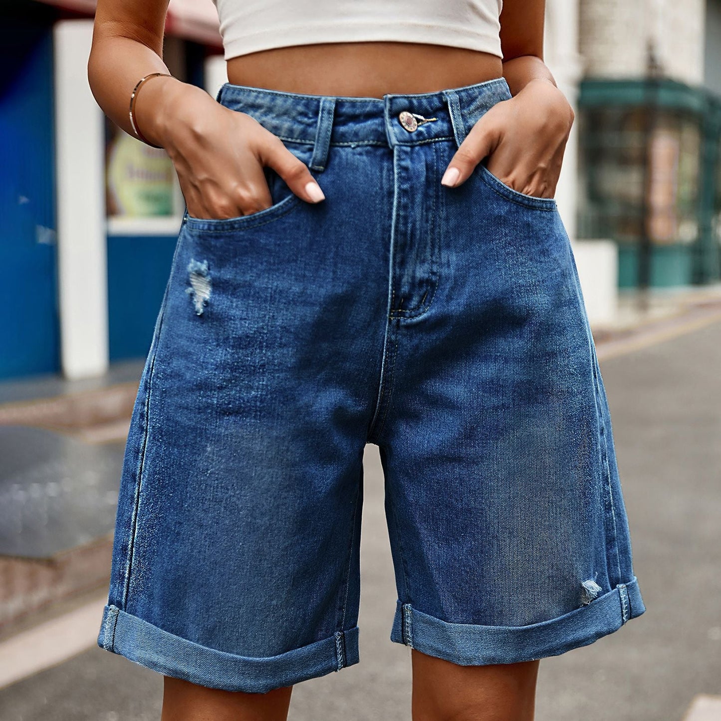 Short en jean décontracté pour femme avec ourlet retroussé Berg-Feldt