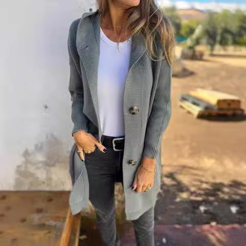 Women's Knit Coat with Classic Buttons and Practical Pockets berg-feldt