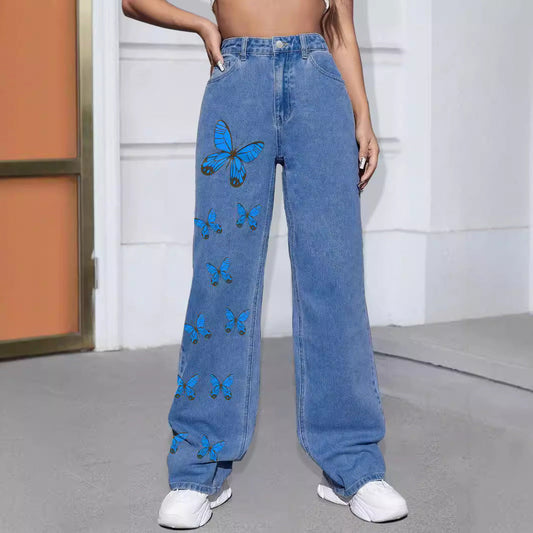 Weite Damenjeans mit buntem Schmetterlingsmuster von berg-feldt
 - berg-feldt