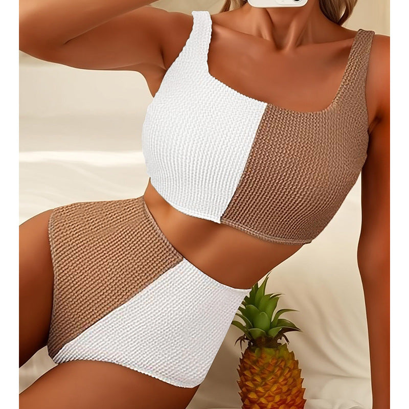 Berg-Feldt Bikini côtelé deux pièces taille haute pour femme