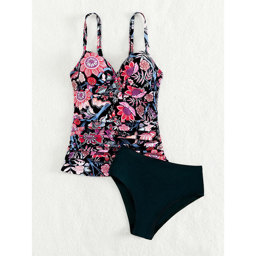 Women's Floral Print Ruffled Tankini Set berg-feldt