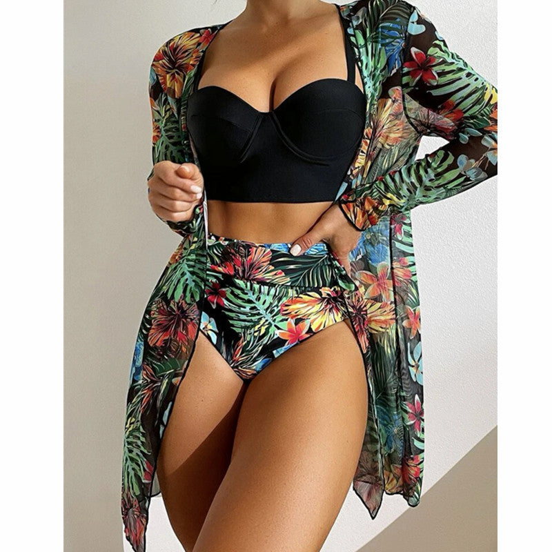 Women's Floral Print Swim Cover-Up and Bikini Set by berg-feldt