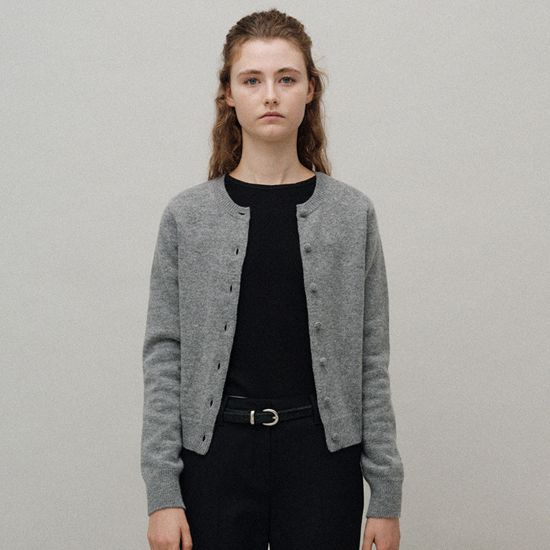 Wollmix-Strickcardigan für Damen mit Knopfleiste und entspanntem Schnitt von berg-feldt