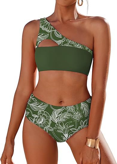 Asymmetrischer Damen-Bikini mit Blumenapplikationen von berg-feldt