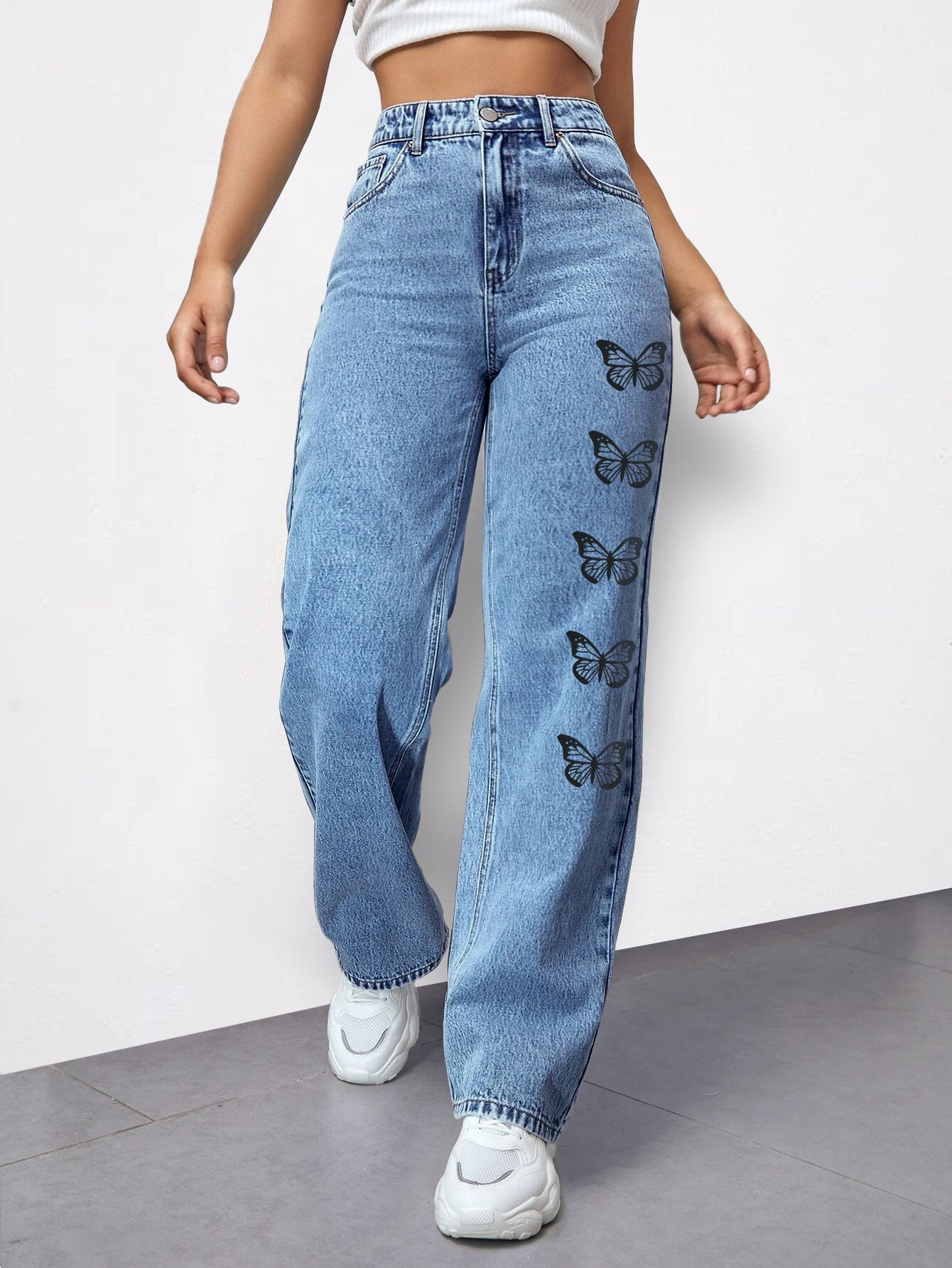 Weite Damenjeans mit verspielten Schmetterlingen von berg-feldt