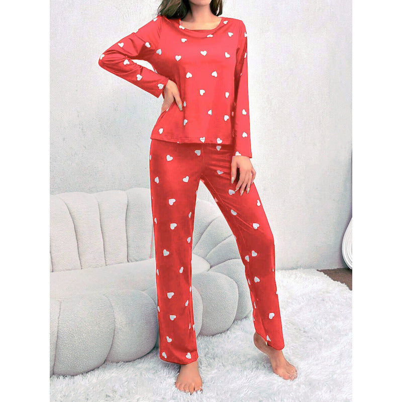 Ensemble de pyjama Berg-feldt à manches longues pour femme avec imprimé cœur