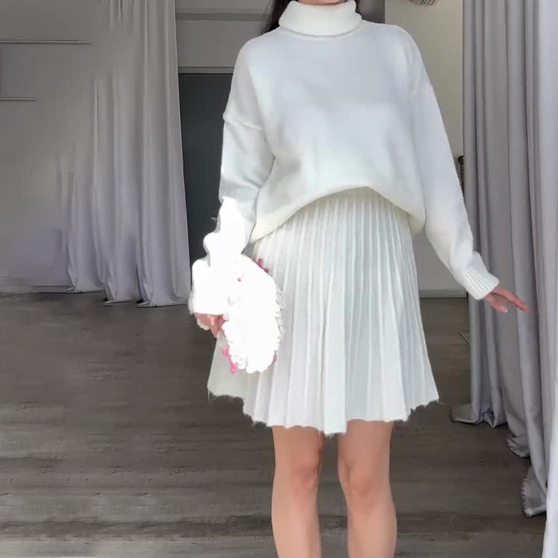Ensemble élégant en tricot pour femme avec col roulé et jupe fluide Berg-Feldt