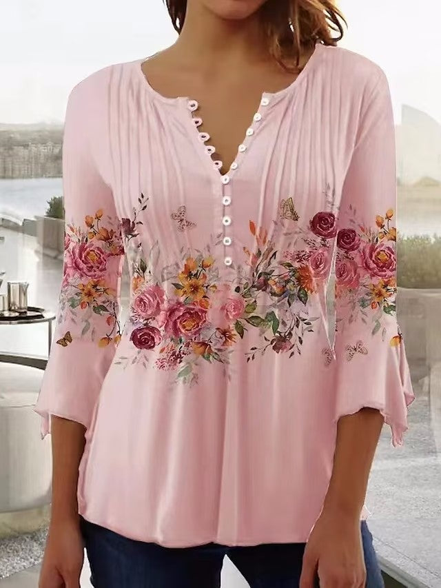 Élégant chemisier pour femme à motif floral avec détails de boutons de berg-feldt