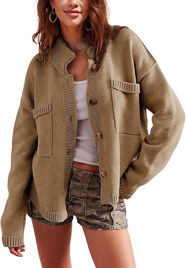 Stylishe Damen Strickjacke mit Taschen und Stehkragen von berg-feldt