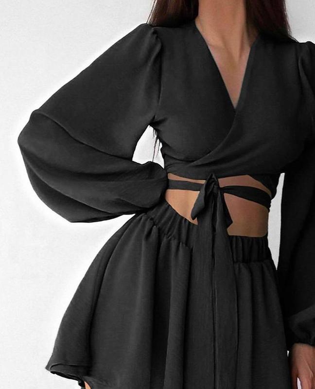 Wickel-Crop-Top und Rock Set für Damen mit weiten Ärmeln von berg-feldt