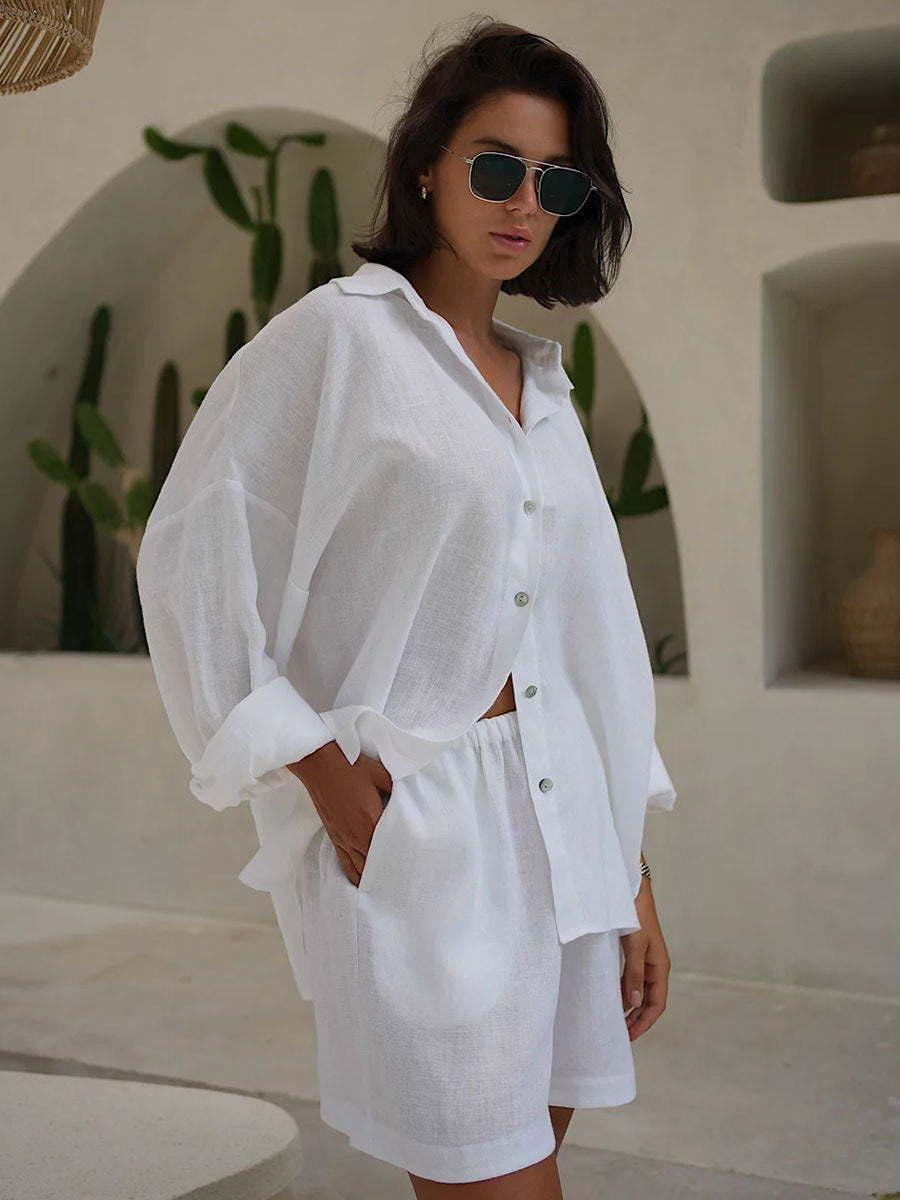 Women's Luxe Tie-Front Shirt and Shorts Set berg-feldt