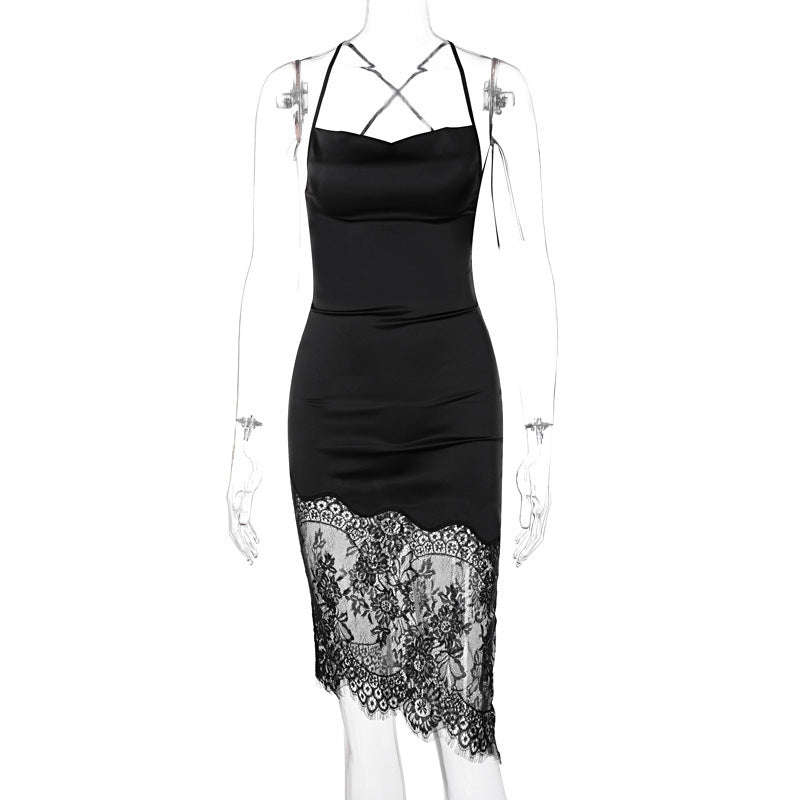 Robe élégante pour femme avec dentelle, bretelles spaghetti ajustables et coupe raffinée, par berg-feldt