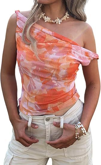 Asymmetrisches Damen Top mit buntem Batik-Print von berg-feldt