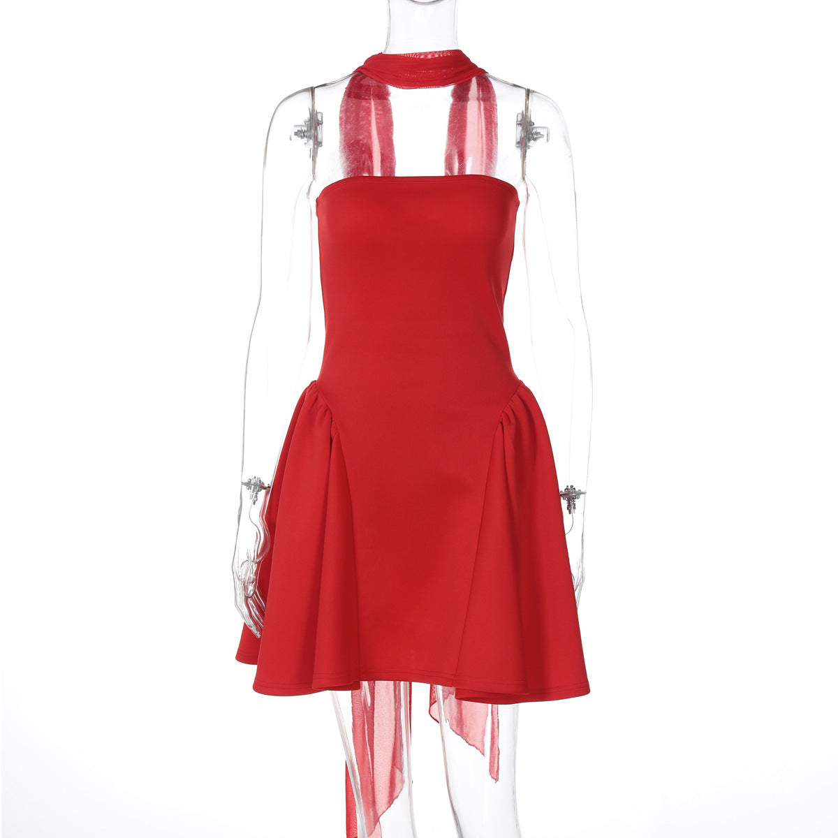 Asymmetrisches Cocktailkleid für Damen mit hochgeschlossenem Kragen von berg-feldt